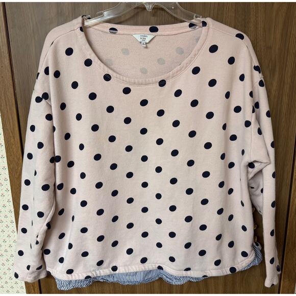 Ladies Plus Crown & Ivy Pink Navy Polkadot Top - 1X - Picture 1 of 3